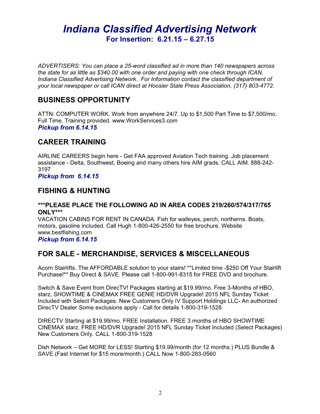 Indiana Classified Advertising Network s2