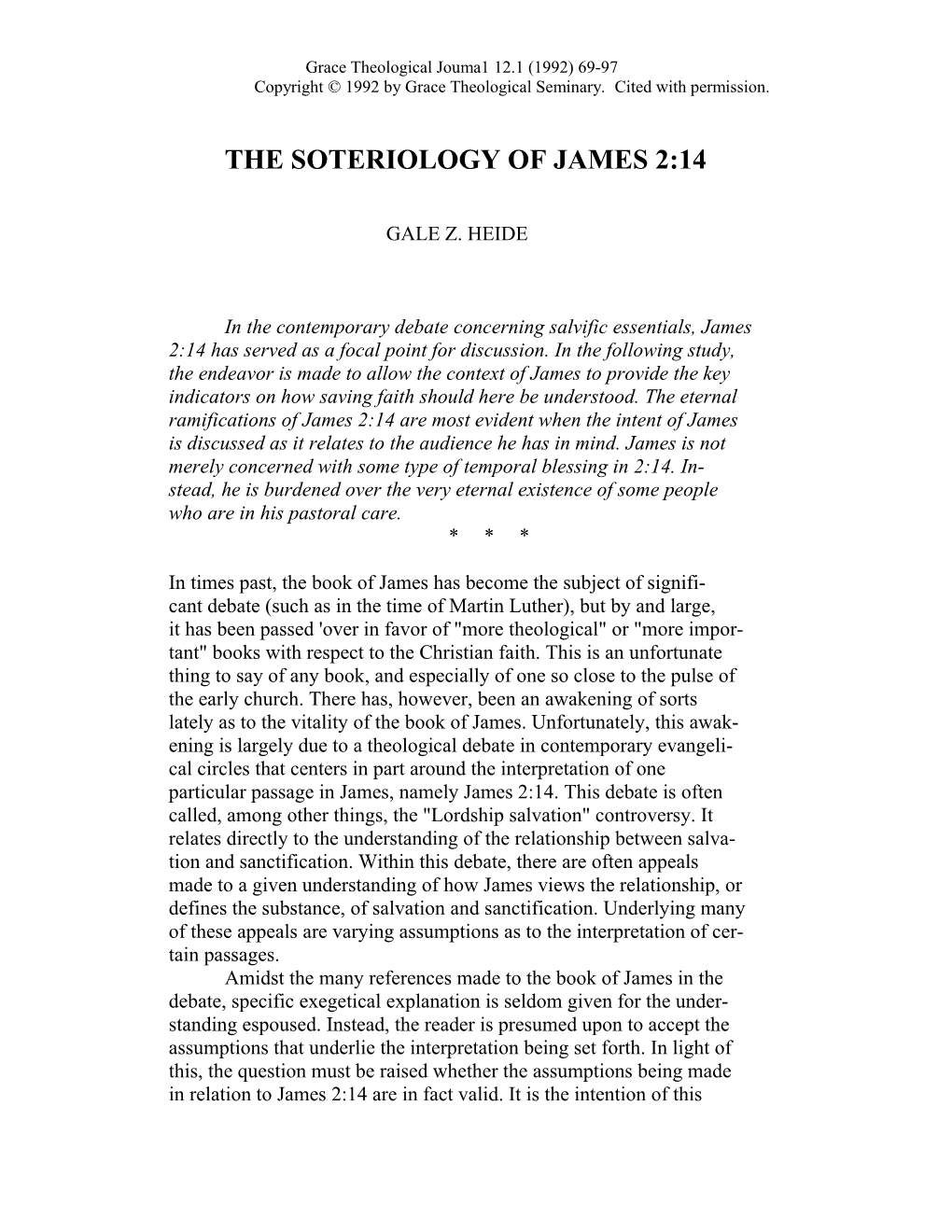 Grace Theological Jouma1 12.1 (1992) 69-97