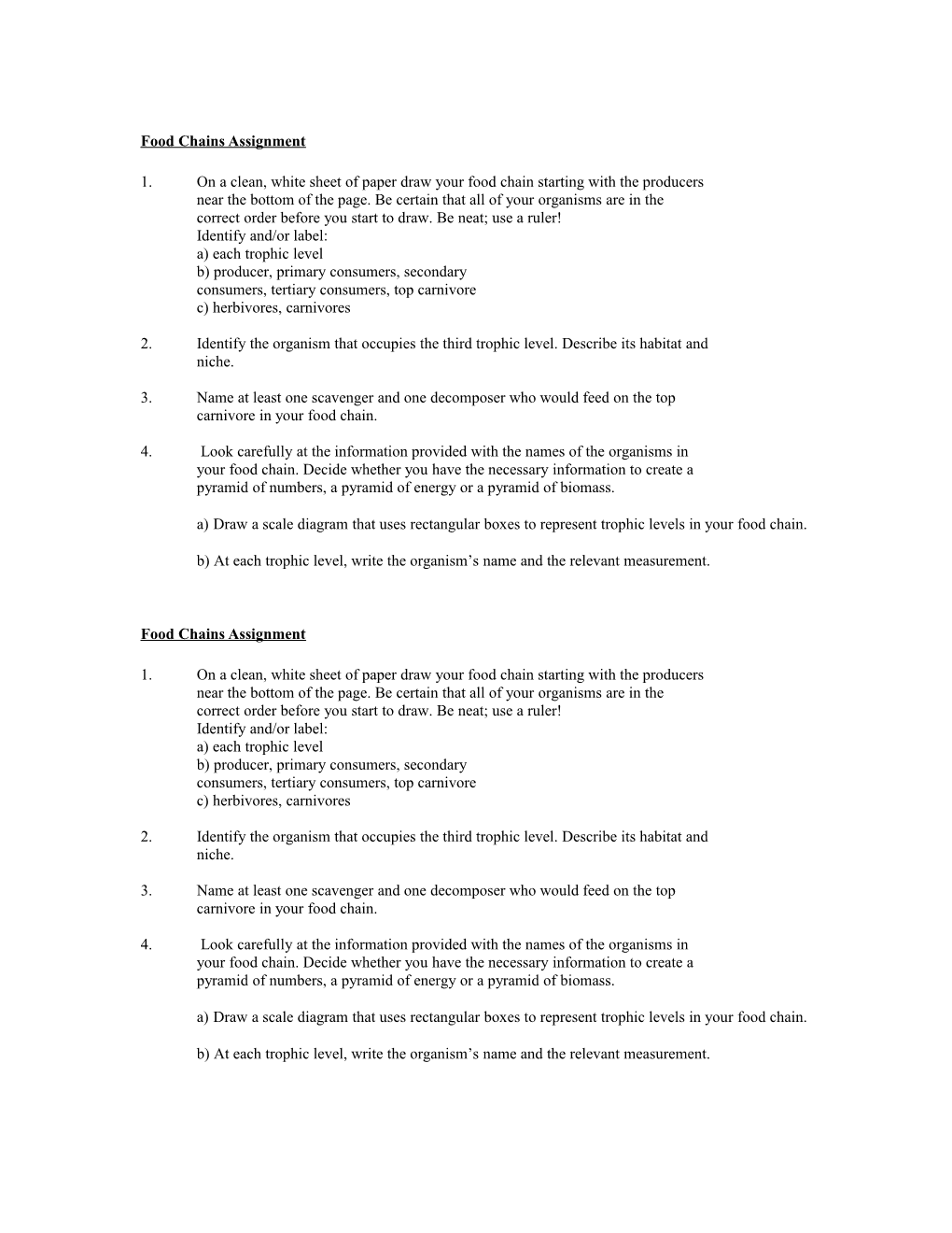 Food Chains Assignment