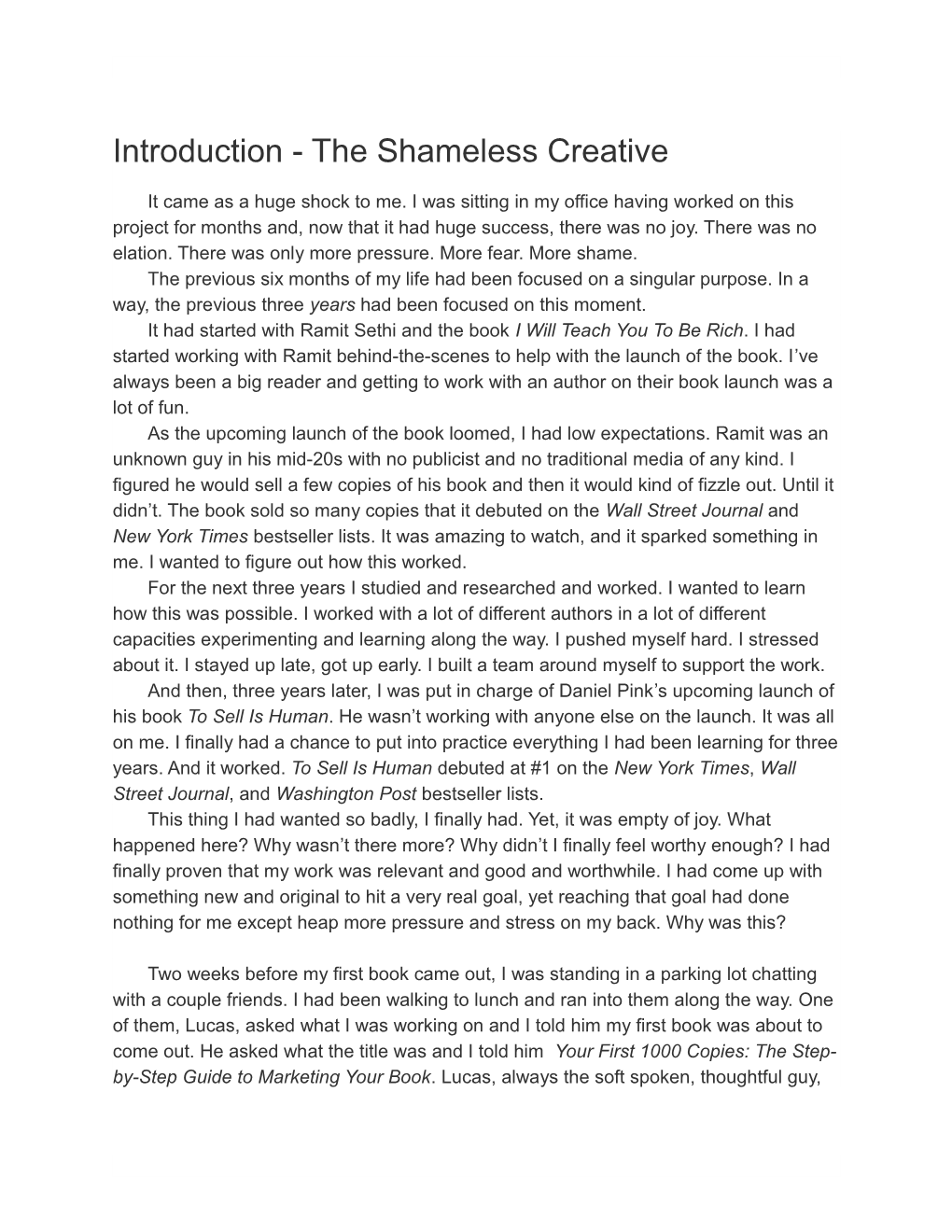 Introduction - the Shameless Creative