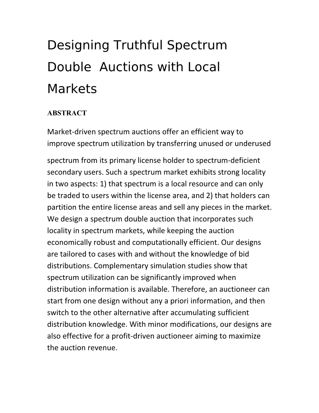 Designing Truthful Spectrum Double Auctions with Local Markets