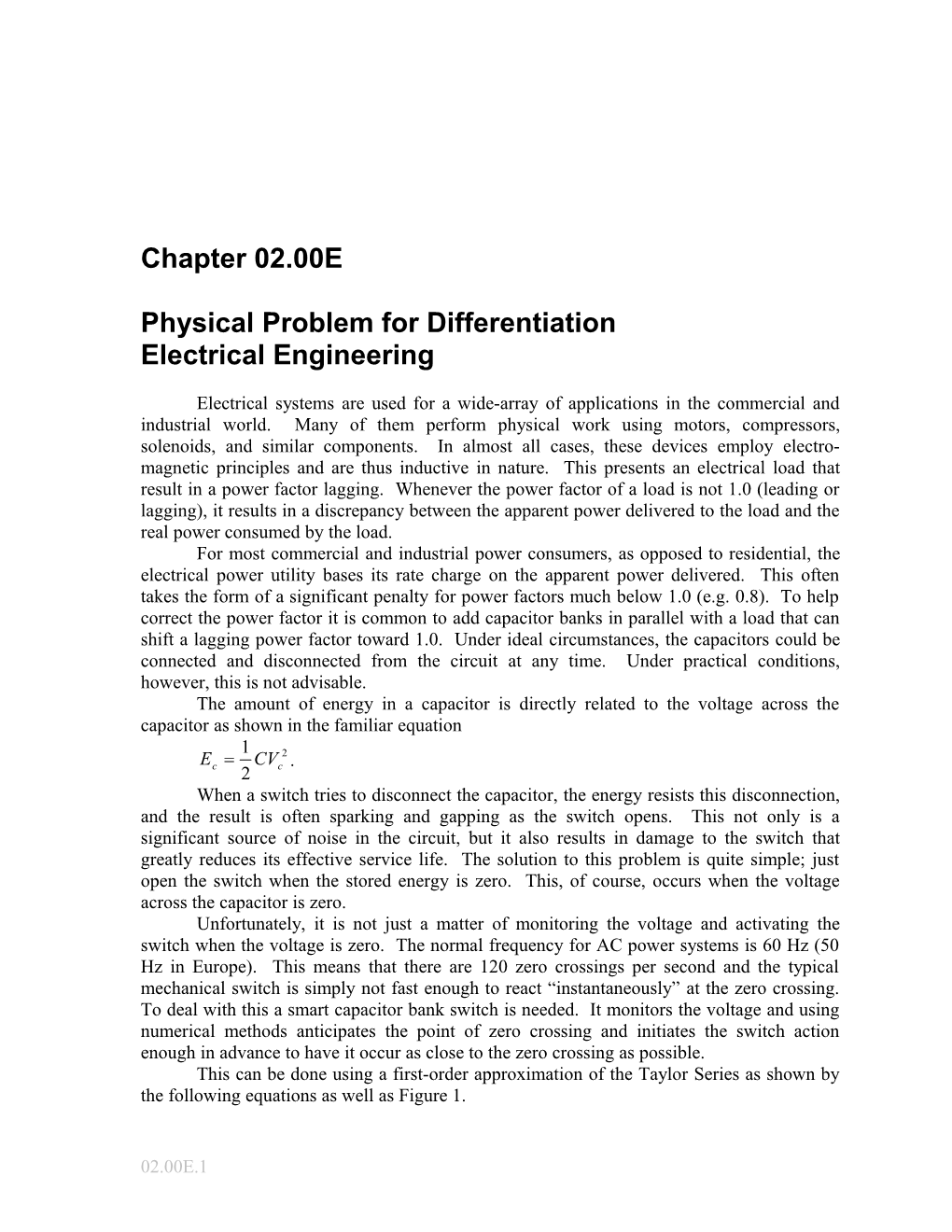 Physical Problems for Differentiation: Electrical Engineering
