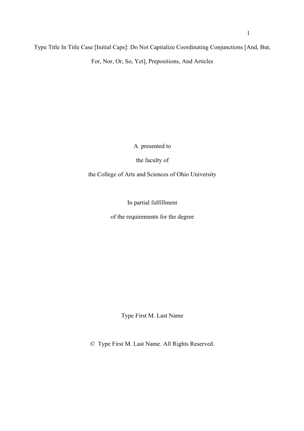 A (Select Thesis Or Dissertation from List:) Thesis Dissertation Presented To