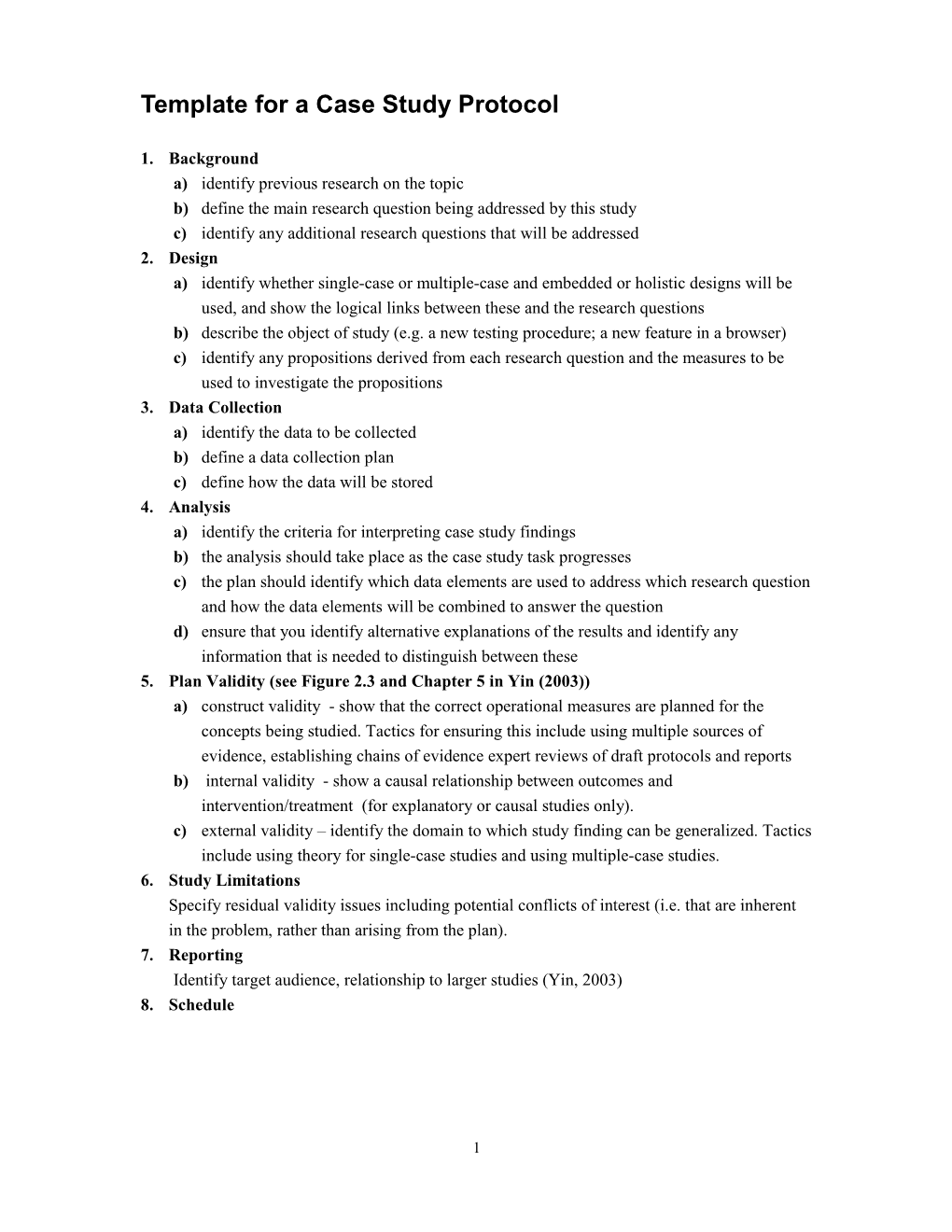 Appendix - Template for the Case Study Protocol