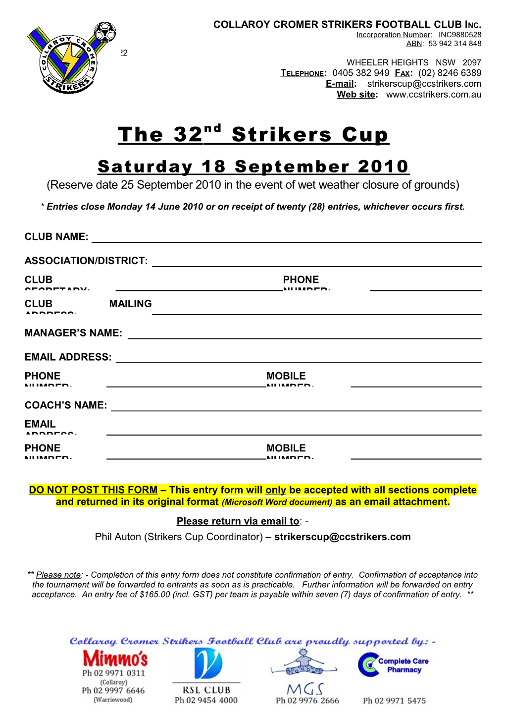 Collaroy Cromer Strikers Soccer Club Inc