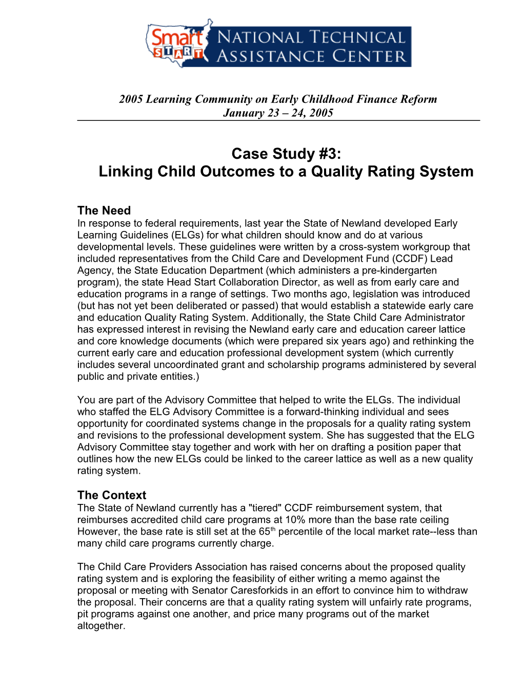 2005 Learning Community on Early Childhood Finance Reform