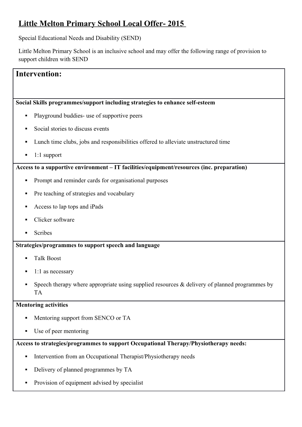 School Local Offer Template