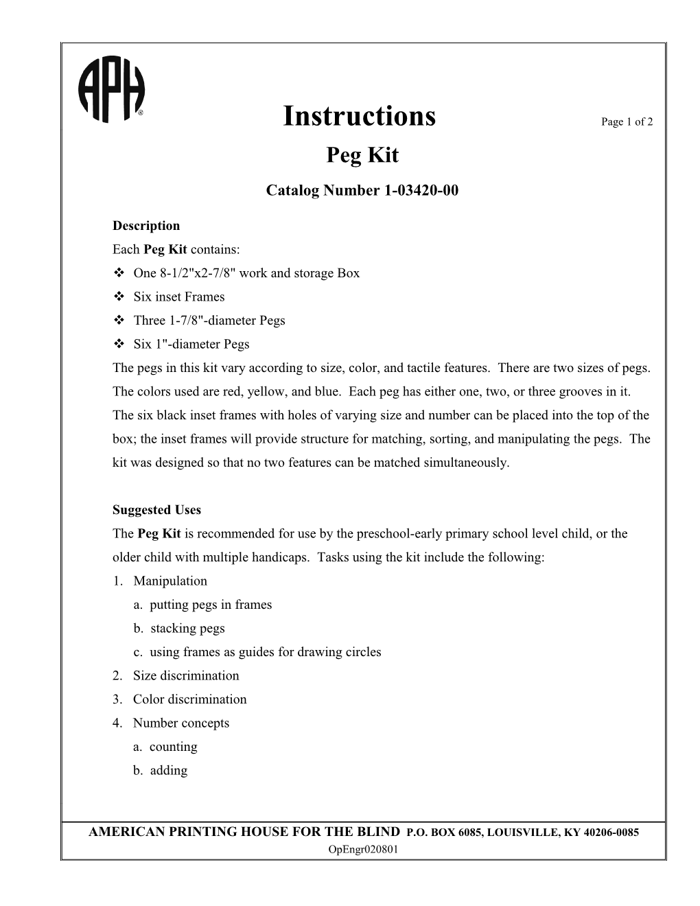Instructions Page 1 of 2