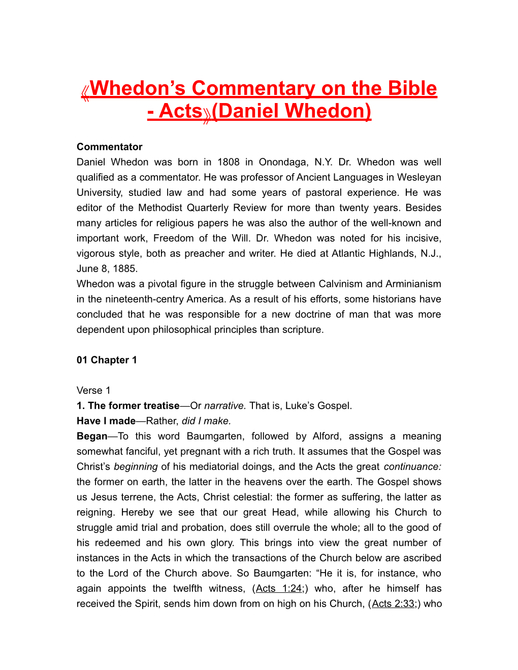 Whedon S Commentary on the Bible - Acts (Daniel Whedon)