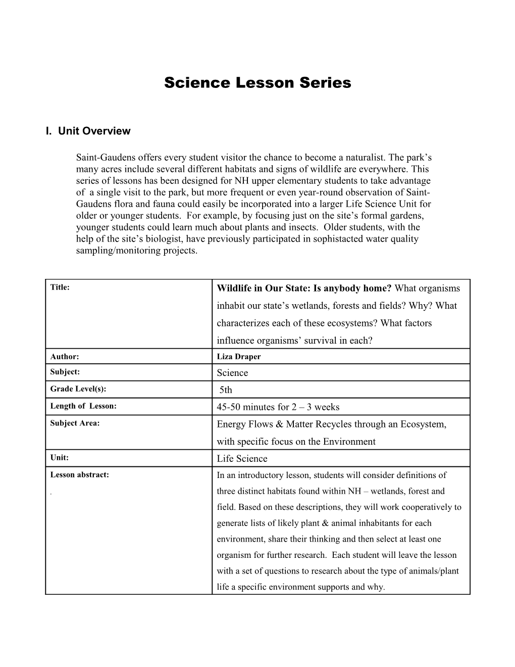 Science Lesson Series