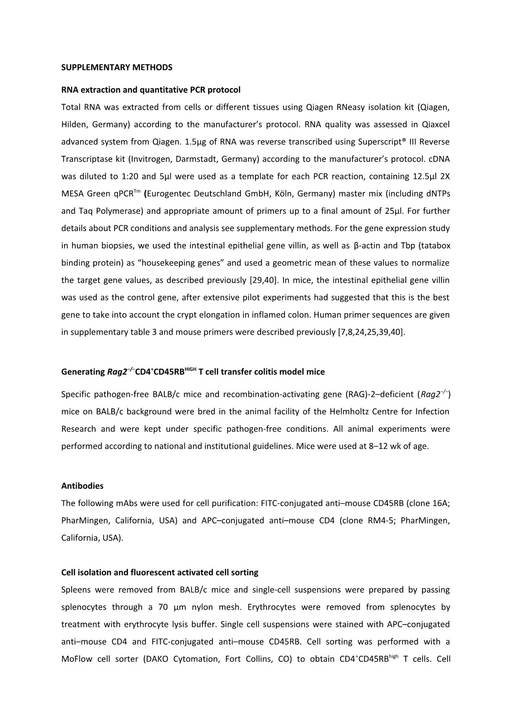 RNA Extraction and Quantitative PCR Protocol