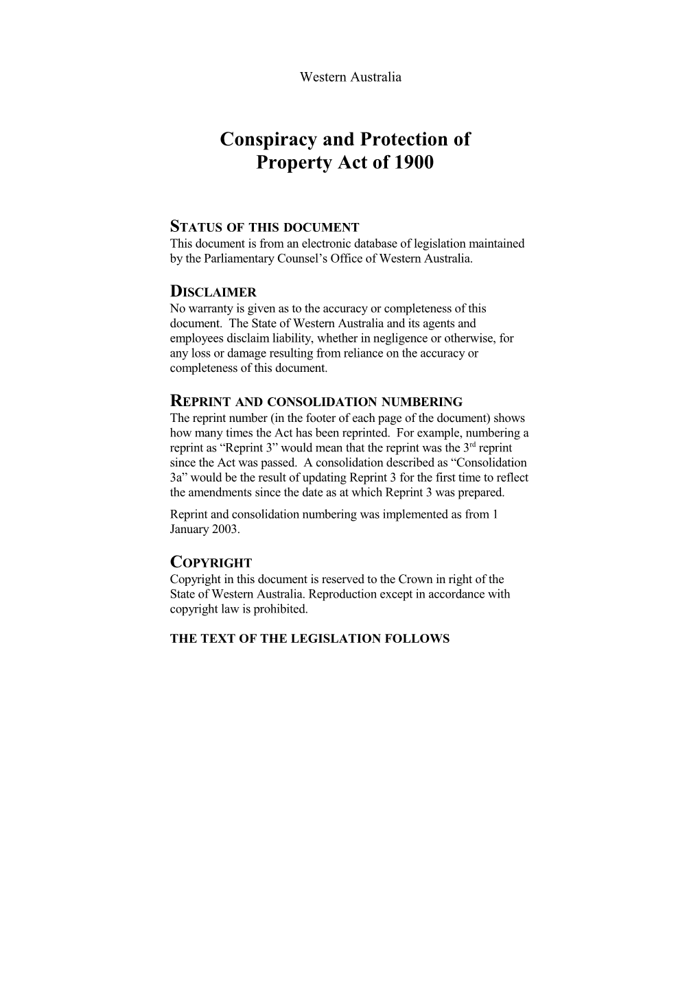 Conspiracy and Protection of Property Act of 1900
