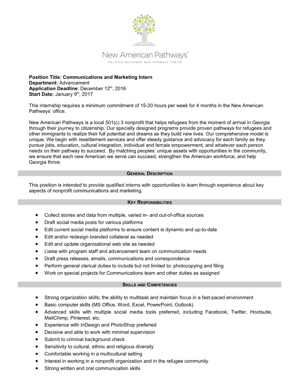Position Title: Learning Center Programs Coordinator