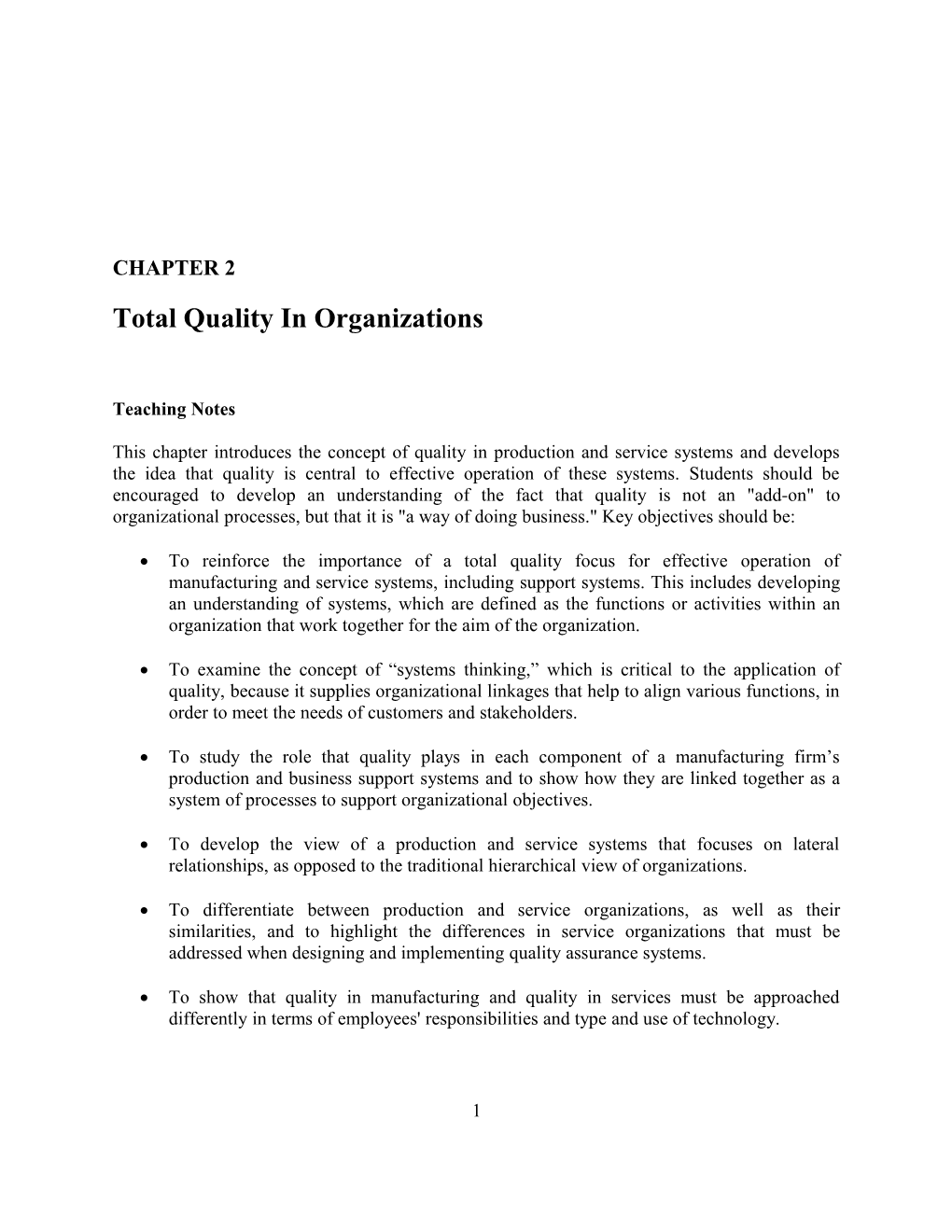 Total Quality in Organizations 2