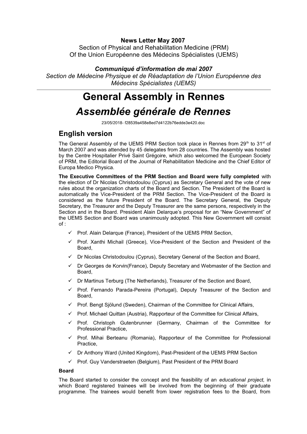 General Assembly in Rennes