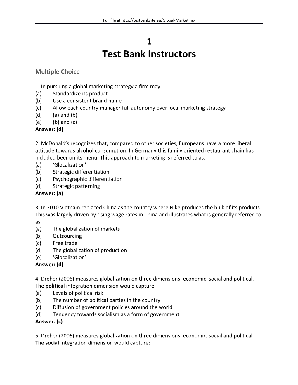 Test Bank Instructors