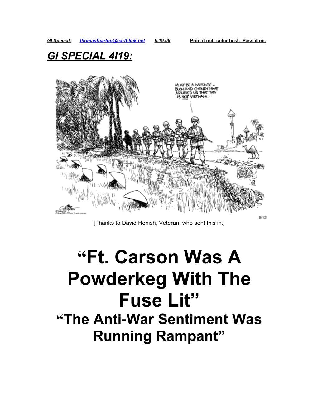 Ft. Carson Was a Powderkeg with the Fuse Lit