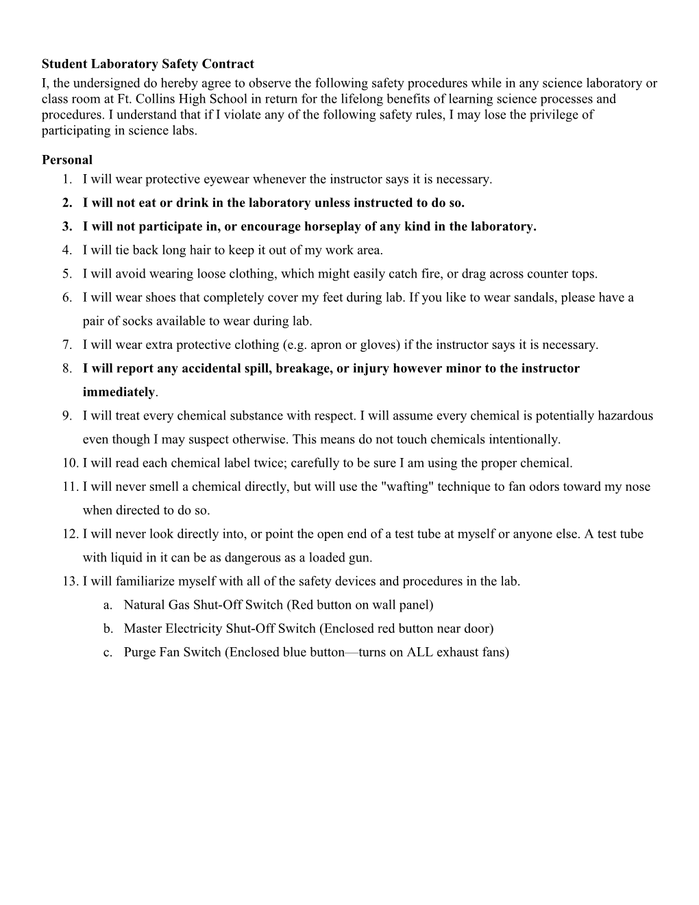 Student Laboratory Safety Contract s1