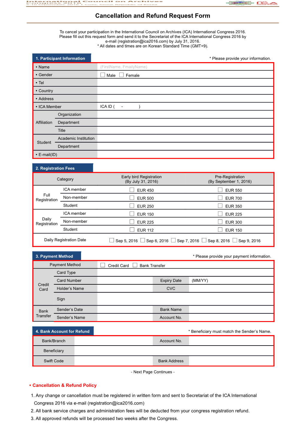 Cancellation and Refund Request Form