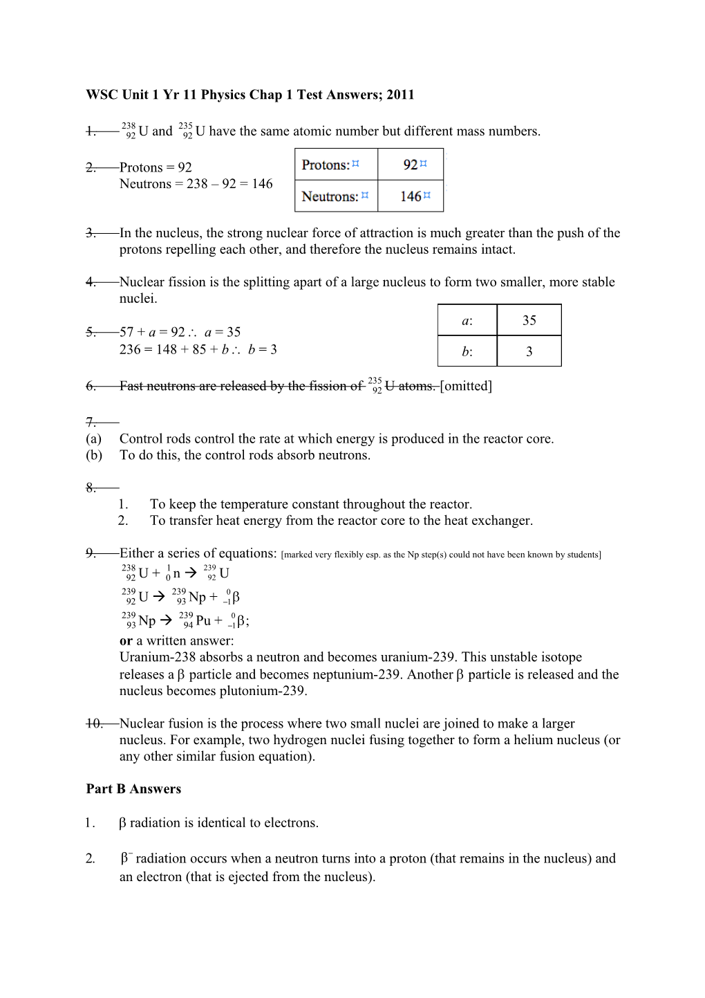 Nuclear and Radioactivity Physics Answers
