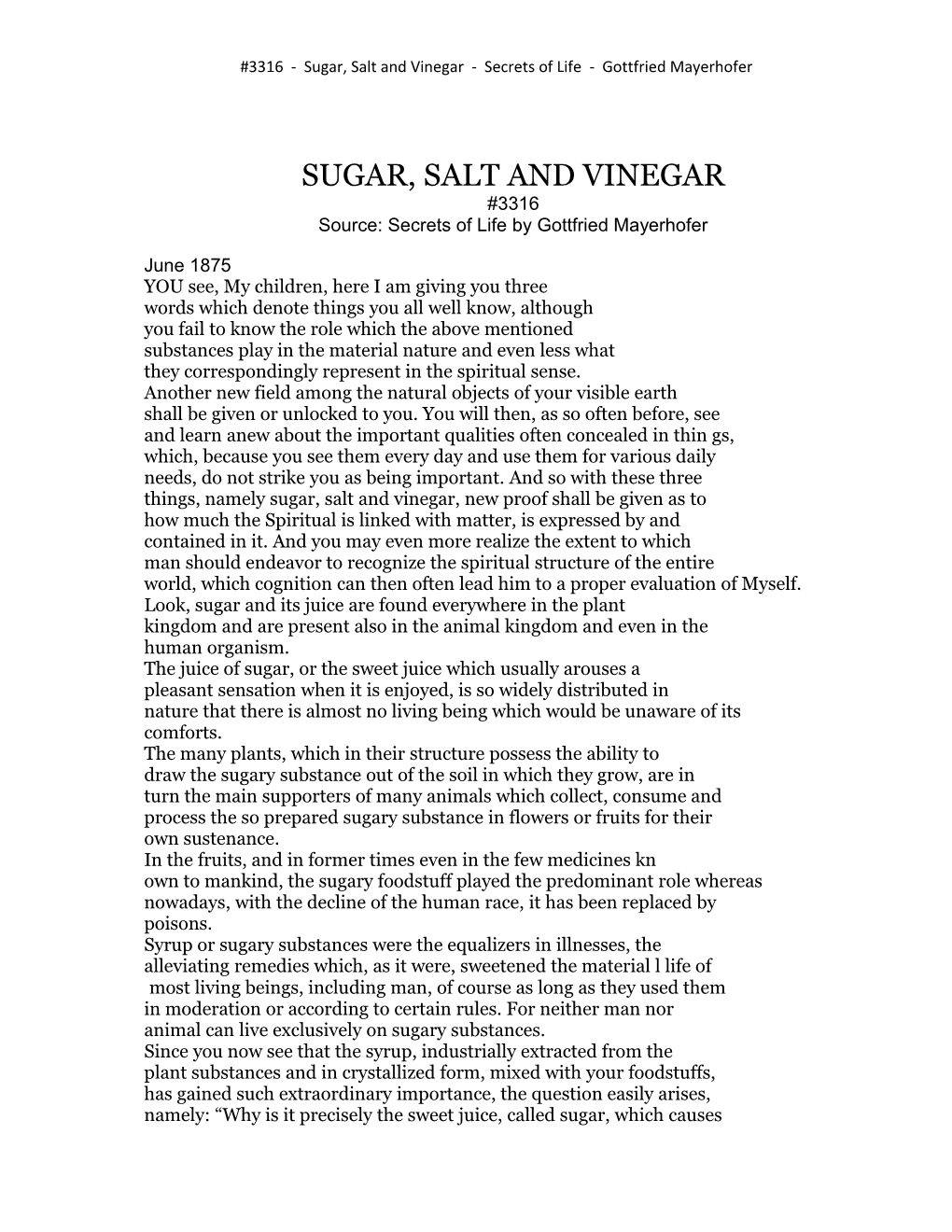 3316 - Sugar, Salt and Vinegar - Secrets of Life - Gottfried Mayerhofer