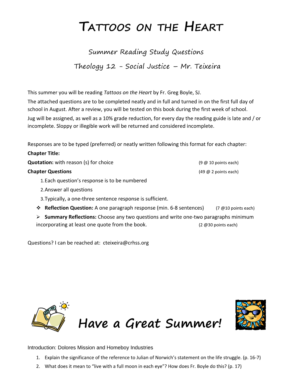 Summer Reading Study Questions