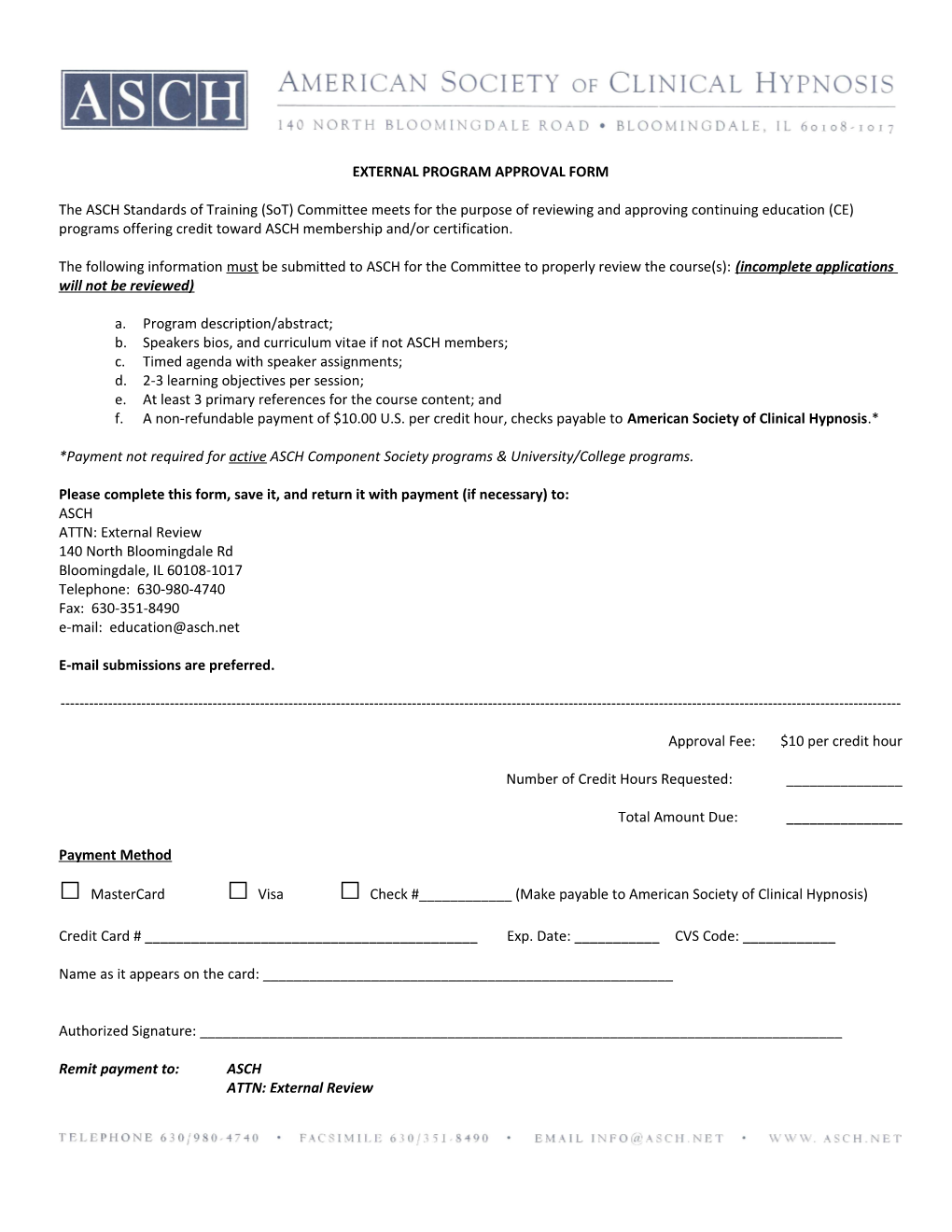 External Program Approval Form