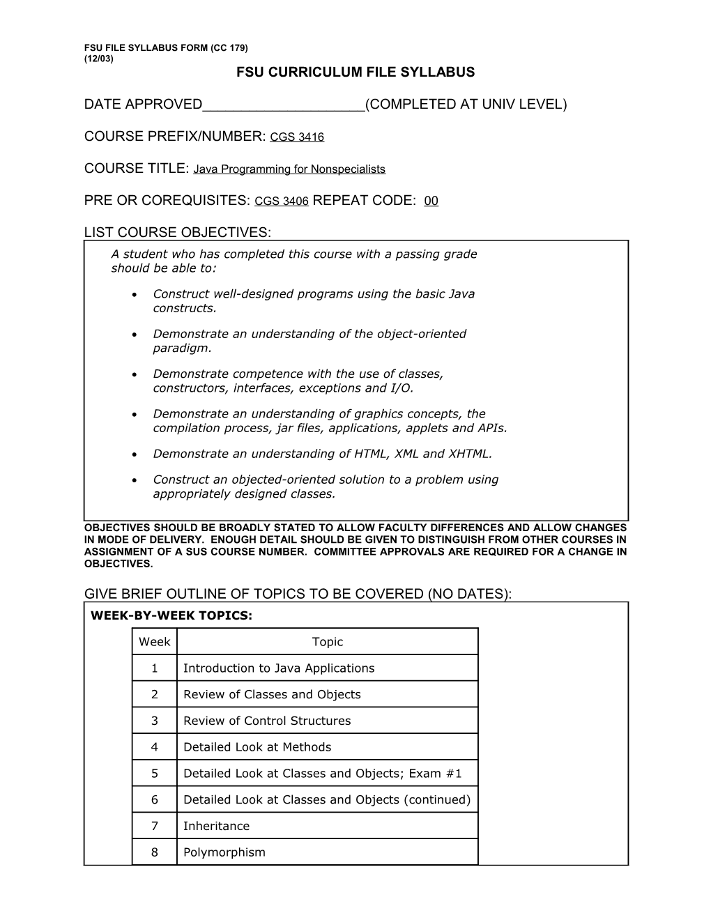 File Syllabus Form