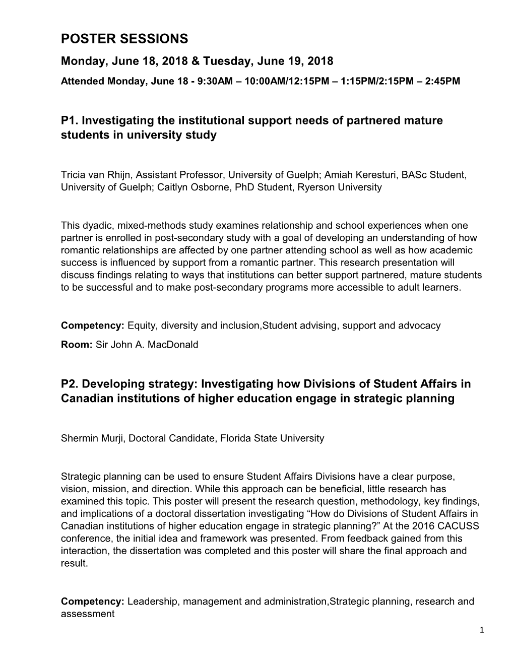 P1.Investigating the Institutional Support Needs of Partnered Mature Students in University