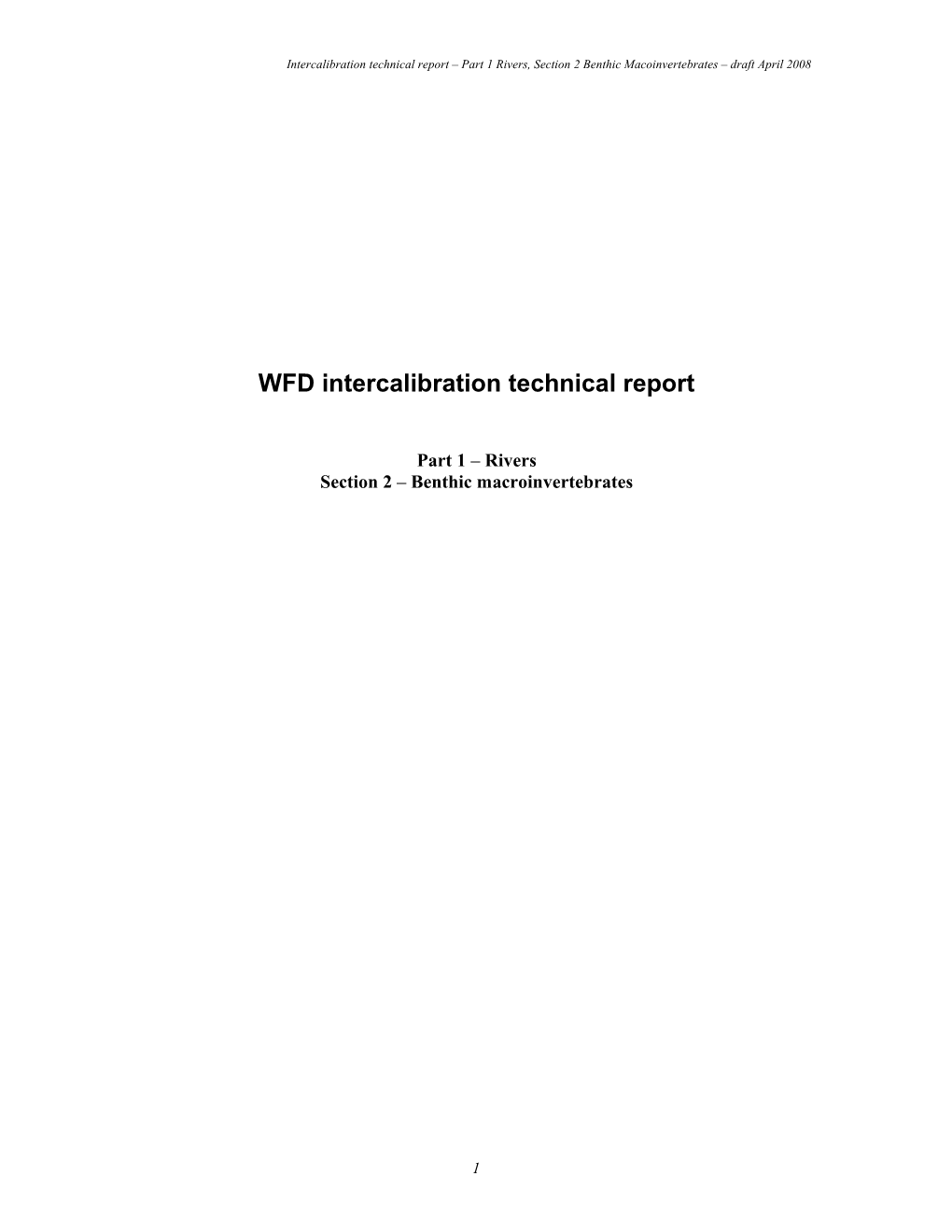 WFD Intercalibration Technical Report