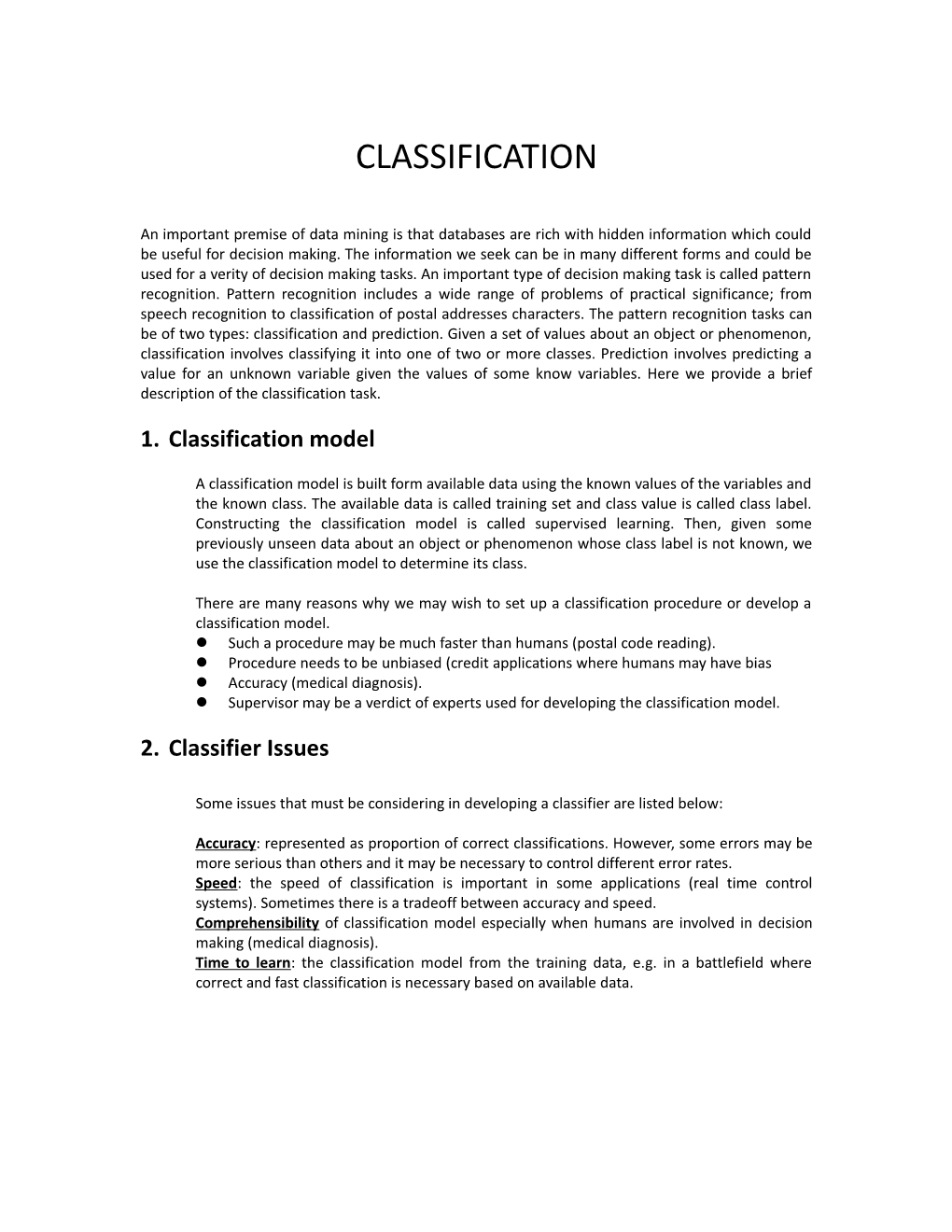 1. Classification Model