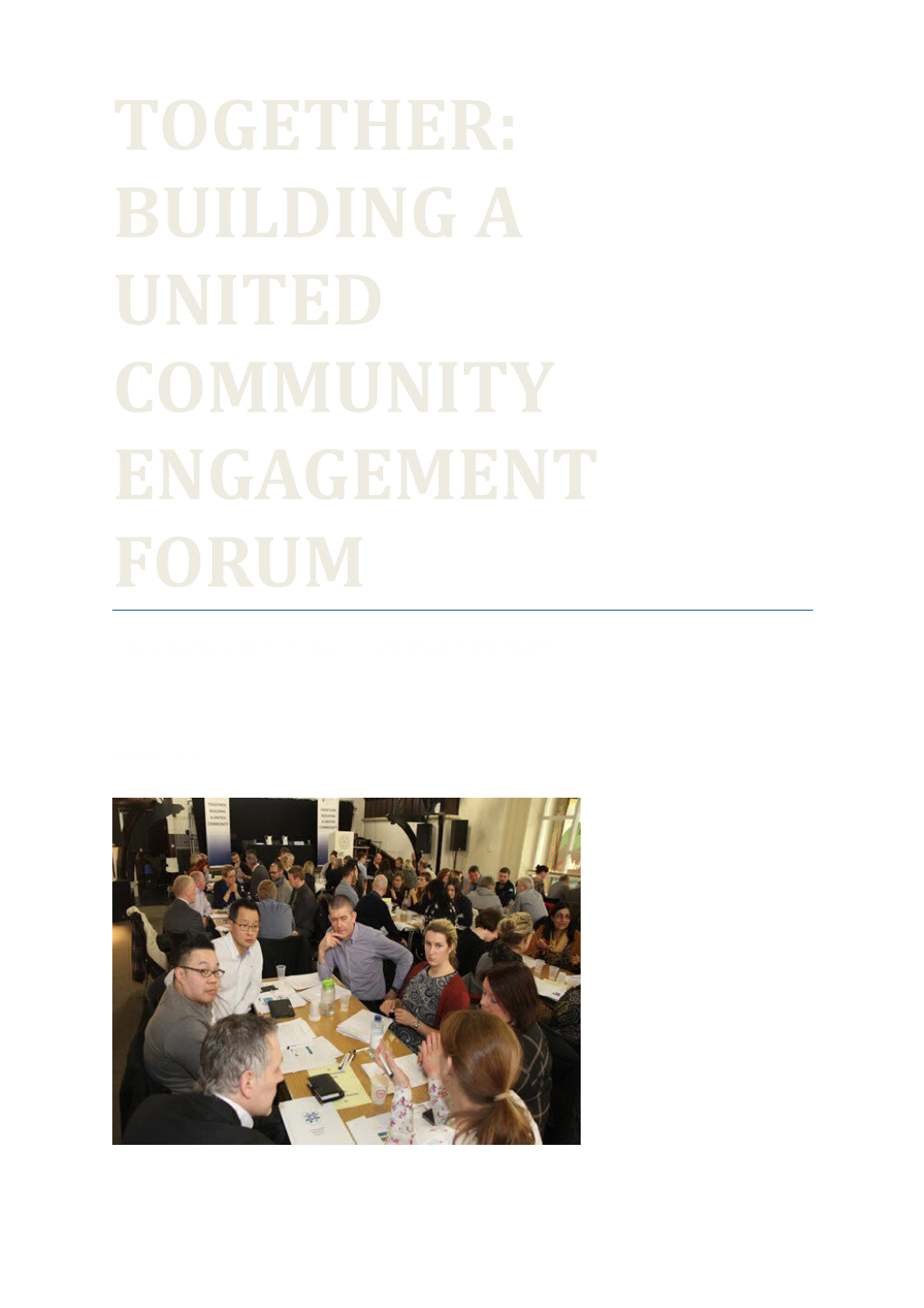 Together: Building a United Community Engagement Forum