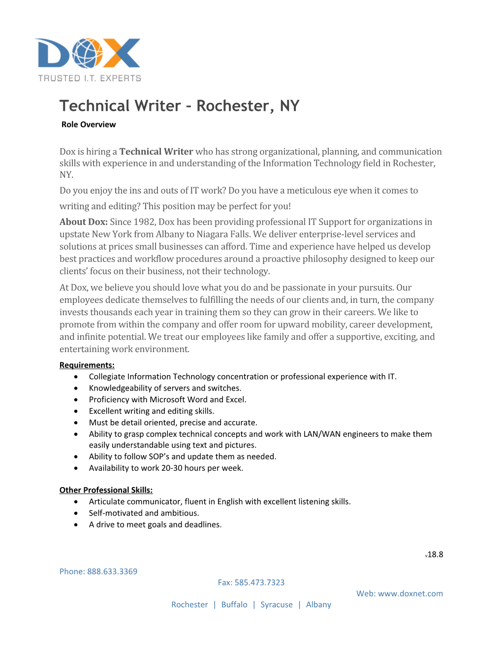 Technical Writer Rochester, NY