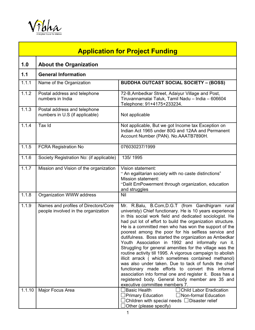 Application for Project Funding s17