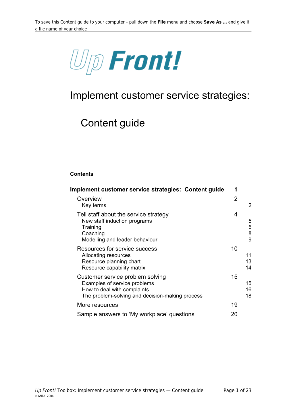 Implement Customer Service Strategies Content Guide