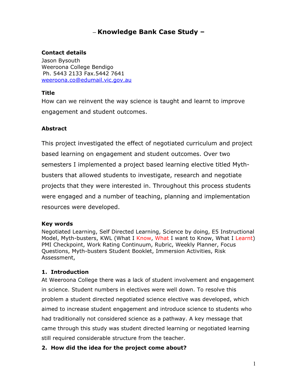 Teacher Professional Leave Knowledge Bank Template and Guidelines