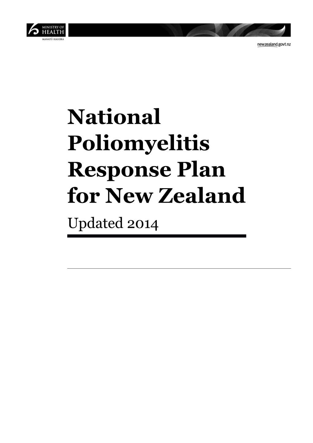 National Poliomyelitis Response Plan for New Zealand
