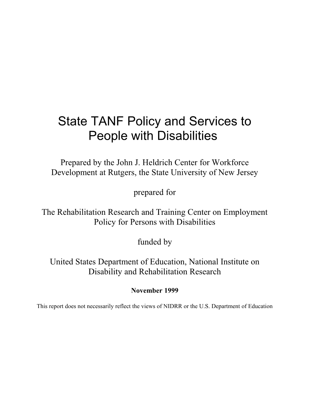 TANF Recipients with Disabilities Case Study