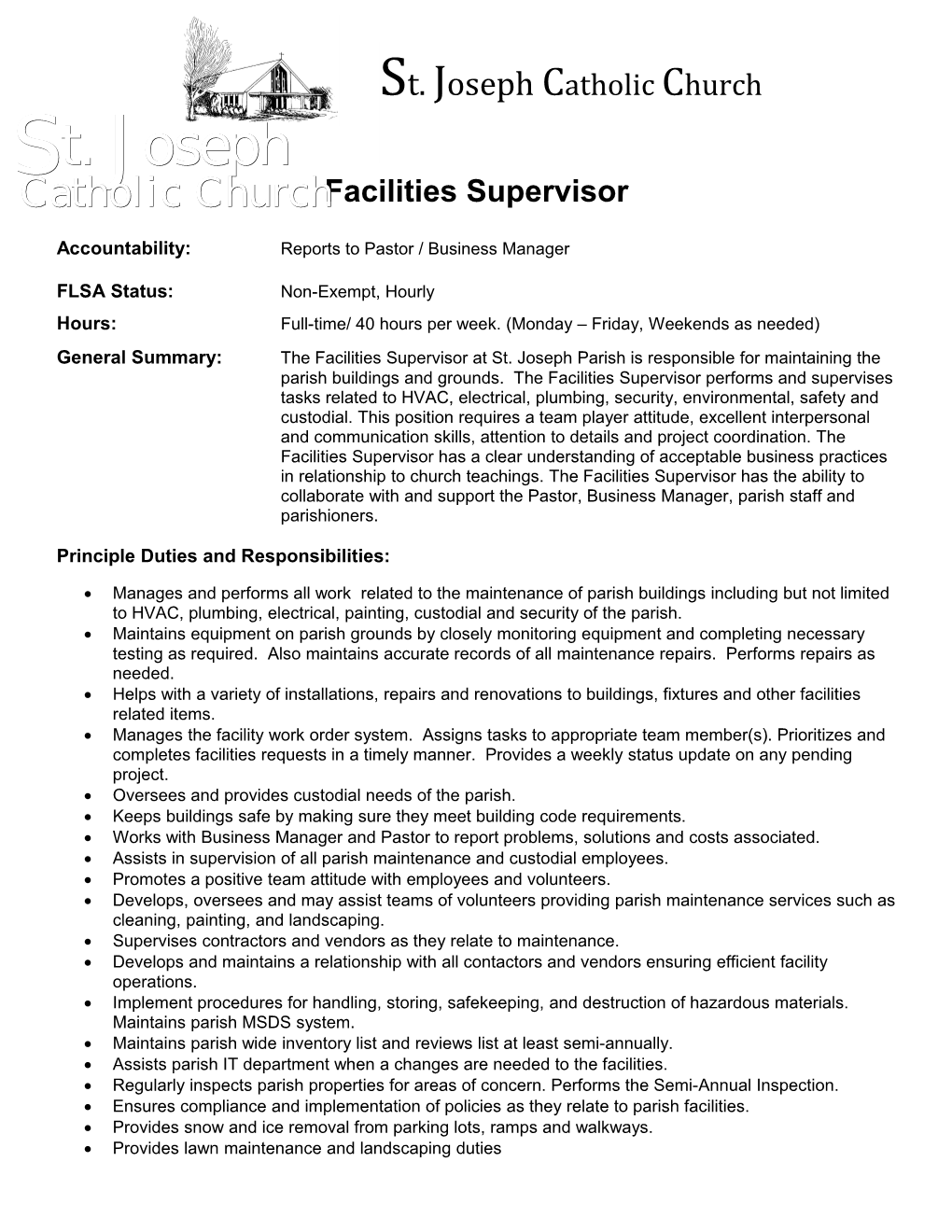 Facilities Supervisor