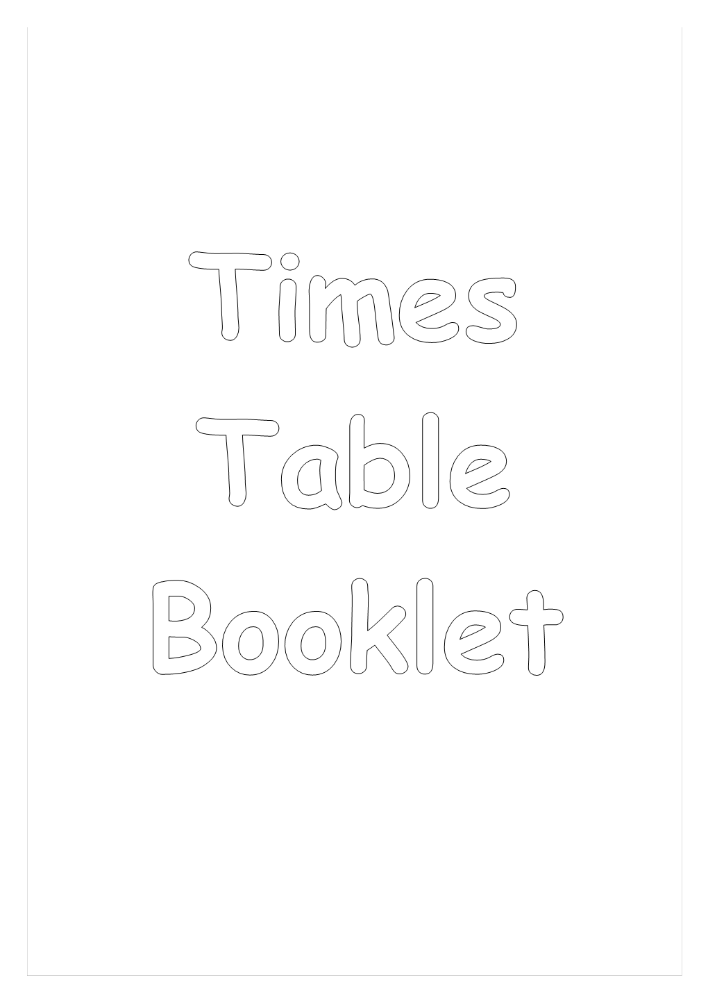 Times Table Booklet