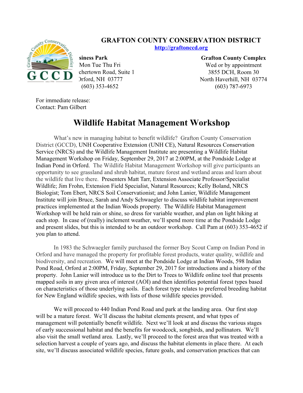 Wildlife Habitat Management Workshop