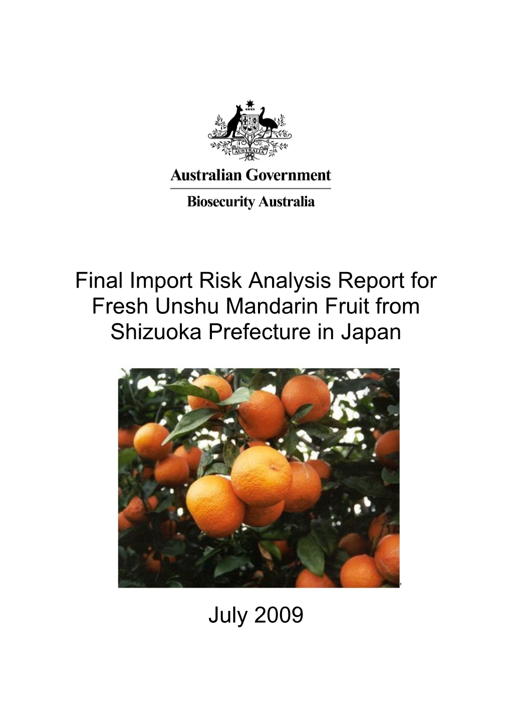 Final IRA Report Unshu Mandarin Fruit from Japan