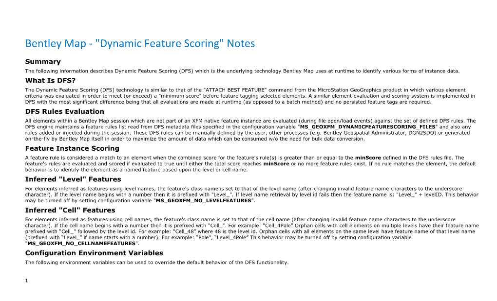 Bentley Map - Dynamic Feature Scoring Notes