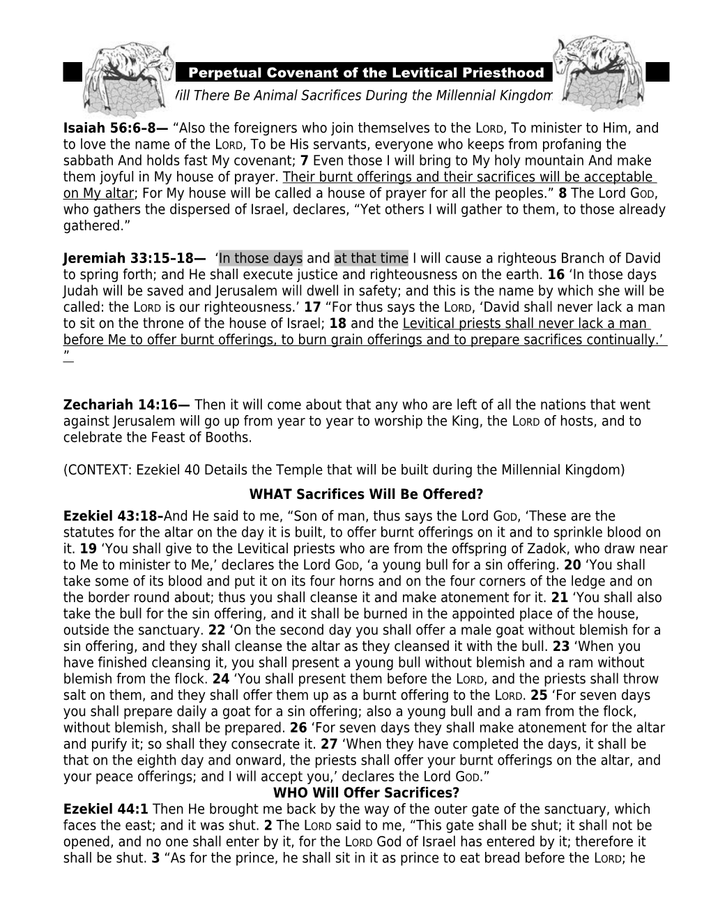 Perpetual Covenant of the Levitical Priesthood