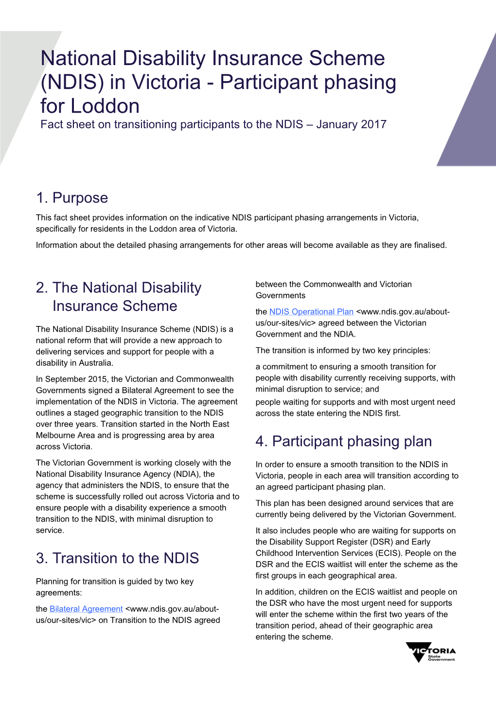 National Disability Insurance Scheme (NDIS) in Victoria - Participant Phasing for Loddon