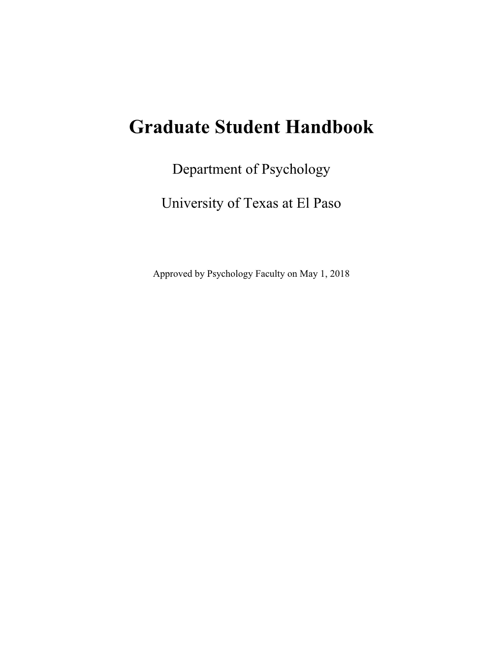 The Graduate Student Handbook