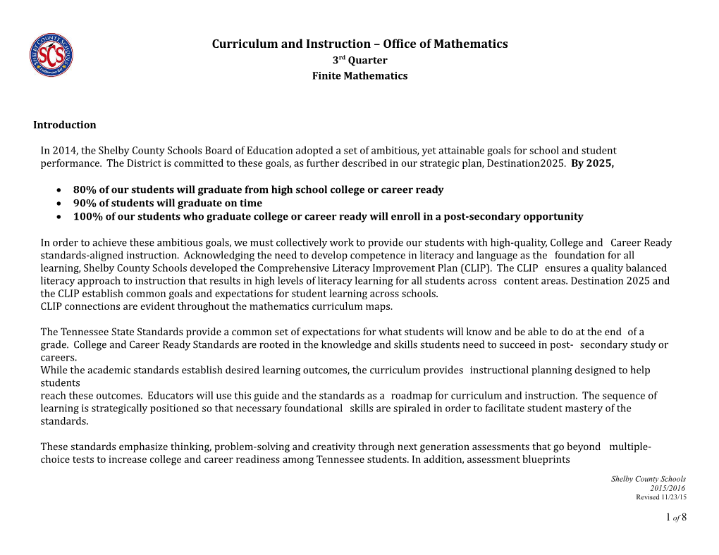 Curriculum and Instruction Office of Mathematics