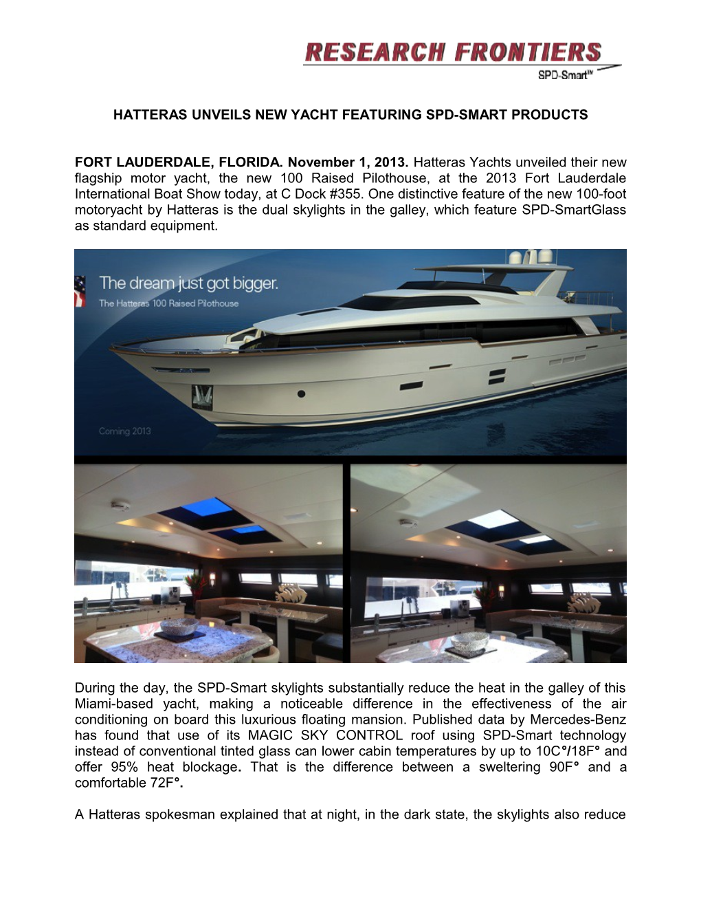 Hatteras Unveils New Yacht Featuring Spd-Smart Products