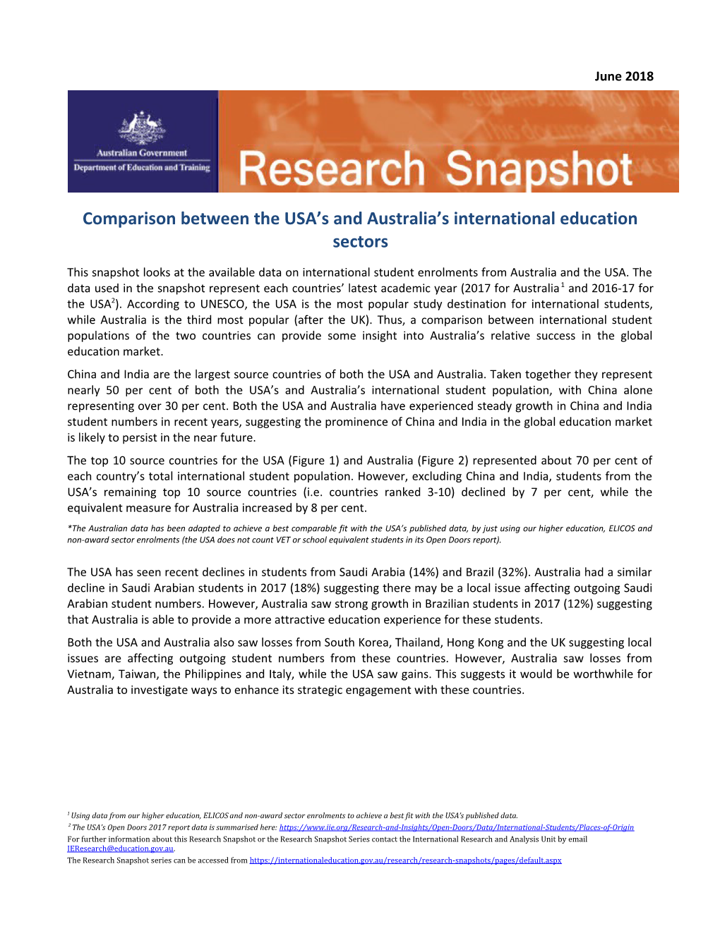 Comparison Between the USA S and Australia S International Education Sectors