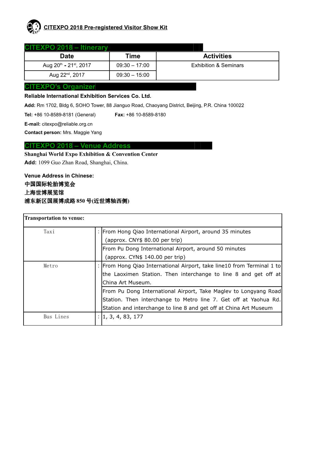 Automotive Testing Expo China 2006 Hotel Booking Form